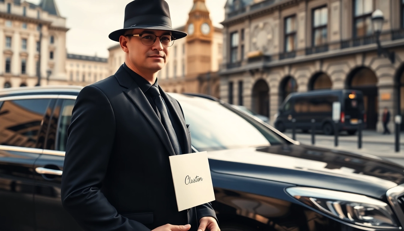 Private chauffeur London with a luxurious sedan in an upscale setting, showing professionalism and elegance.
