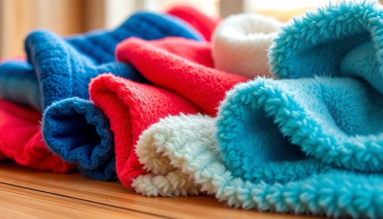 Selecteer verschillende fleece stoffen voor creatief gebruik met opvallende kleurtints en textuur.