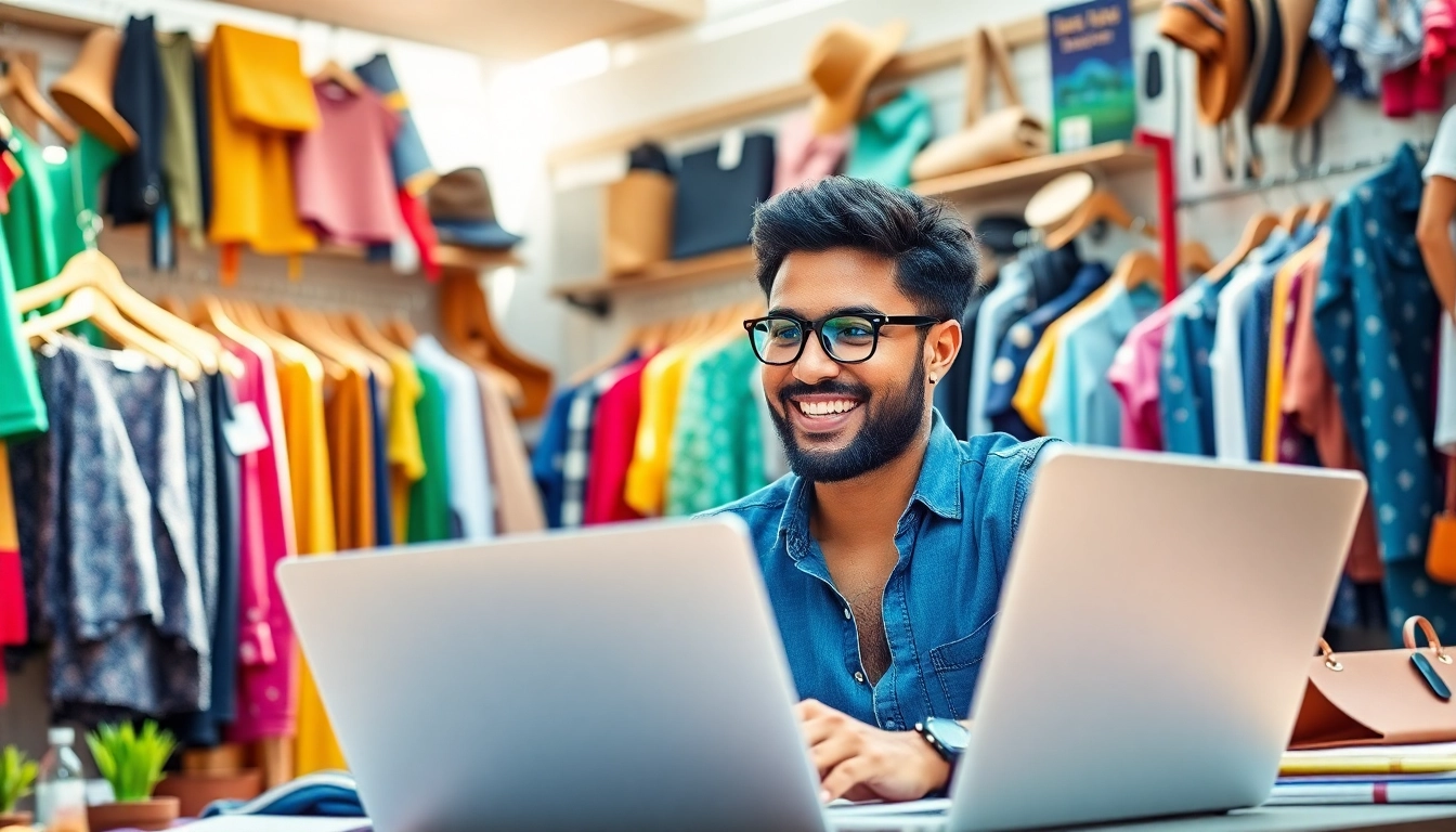 Start Selling on Jirle with an entrepreneurial scene displaying diverse products and a joyful seller.