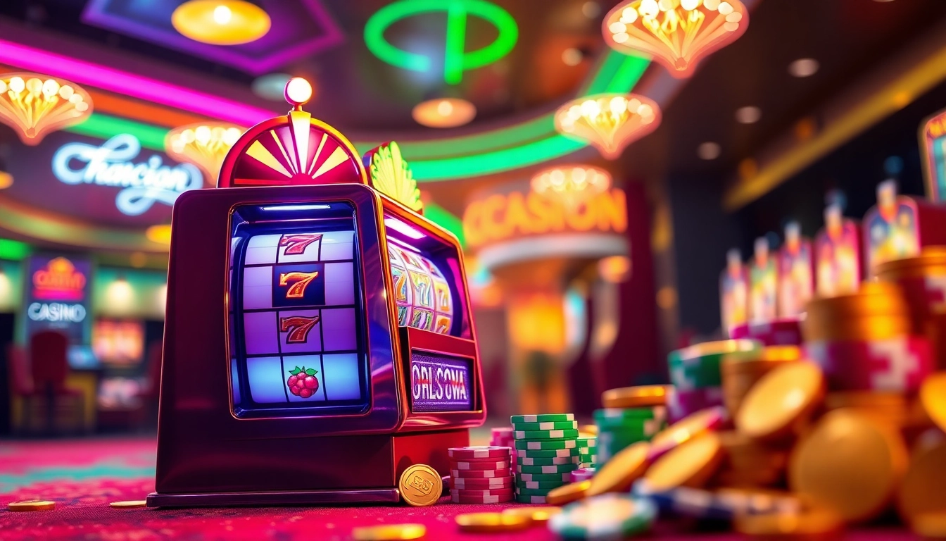 Menangkan jackpot di qqmacan slot dengan mesin slot berwarna-warni dan koin emas.